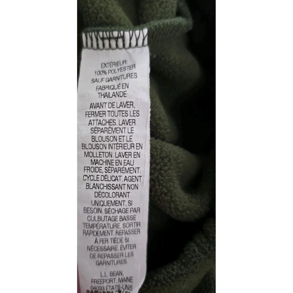 L.L. Bean Mens Fleece Jacket Side Pocket Full Zip Long Sleeve Green Size XL Tall